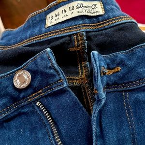 Dark blue jeans, good condition, don’t fit anymore, too baggy, Size 14.